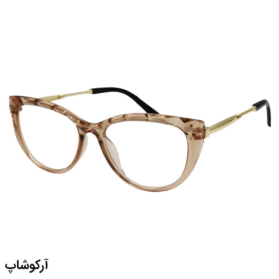 عینک مطالعه نمره +2.50 نزدیک بین با فریم رنگ عسلی (به همراه قاب و دستمال)، مدل 206