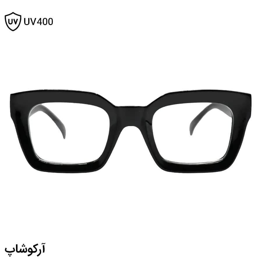عینک طرح Celine با فریم رنگ مشکی براق، شکل مربعی و لنز بی‌رنگ و قابل تعویض مدل 1379 — تصویر ۳