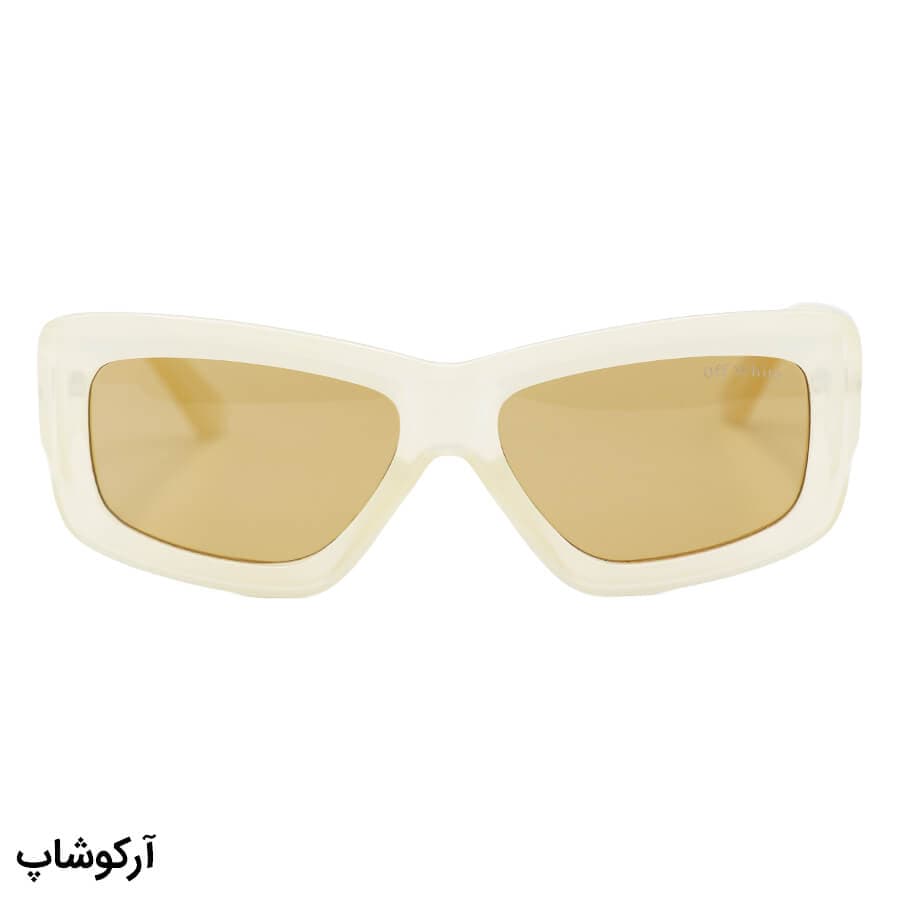 عینک آفتابی OFF-White فانتزی، شکل چند ضلعی، رنگ کرمی و لنز قهوه ای مدل YT7732 — تصویر ۲