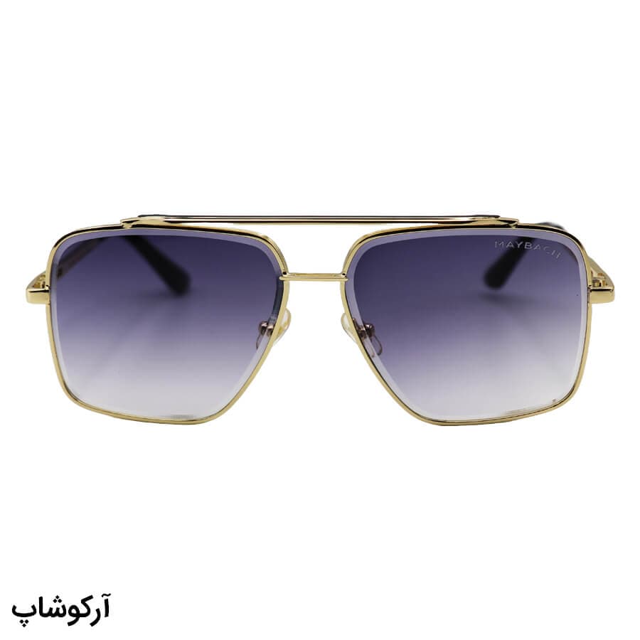 عینک آفتابی لاکچری MAYBACH با فریم مربعی شکل، رنگ طلایی و لنز دودی سایه روشن مدل O2001 — تصویر ۳