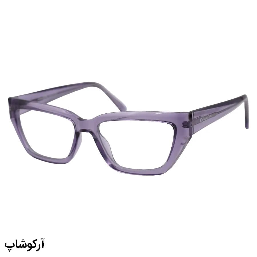 عینک طبی زنانه دیور با فریم رنگ بنفش براق، شکل مستطیلی، جنس استات، دسته سیم‌دار و لولا فنردار مدل 2155