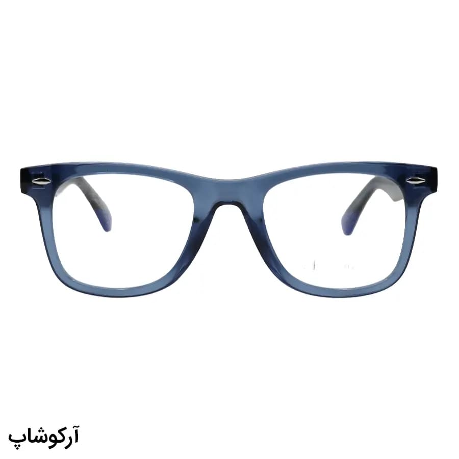 عینک طبی برند دیور با فریم رنگ آبی براق، شکل ویفرر، از جنس استات، دسته سیم‌دار و لولا دوبل مدل 2102 — تصویر ۳