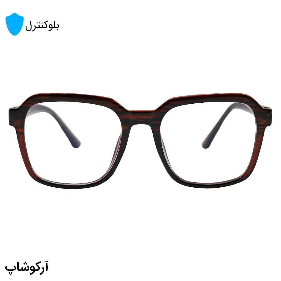 عینک بلوکنترل با فریم شکل مربعی، رنگ قهوهای، دسته سیمدار و لنز بلوکنترل ژاپنی برند Star مدل 250614 — تصویر ۳