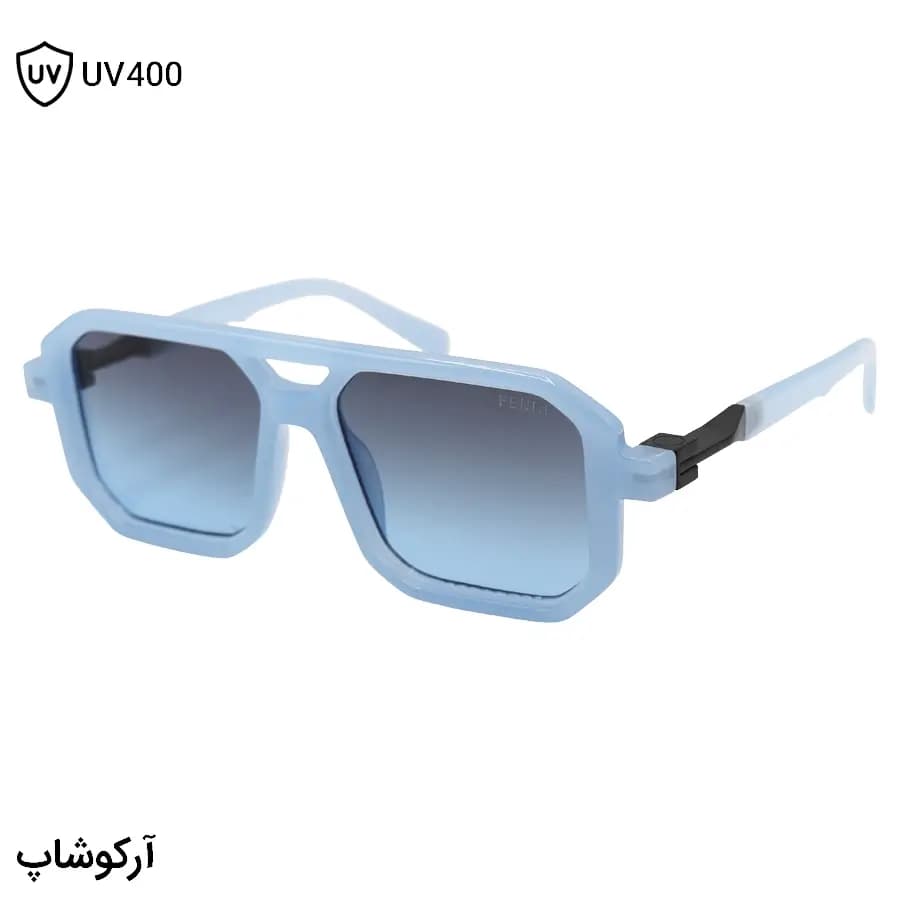 عینک آفتابی Fendi با فریم مشکی براق، شکل مربعی، دو پل بینی و لنز دودی تیره مدل M6125 — تصویر ۹