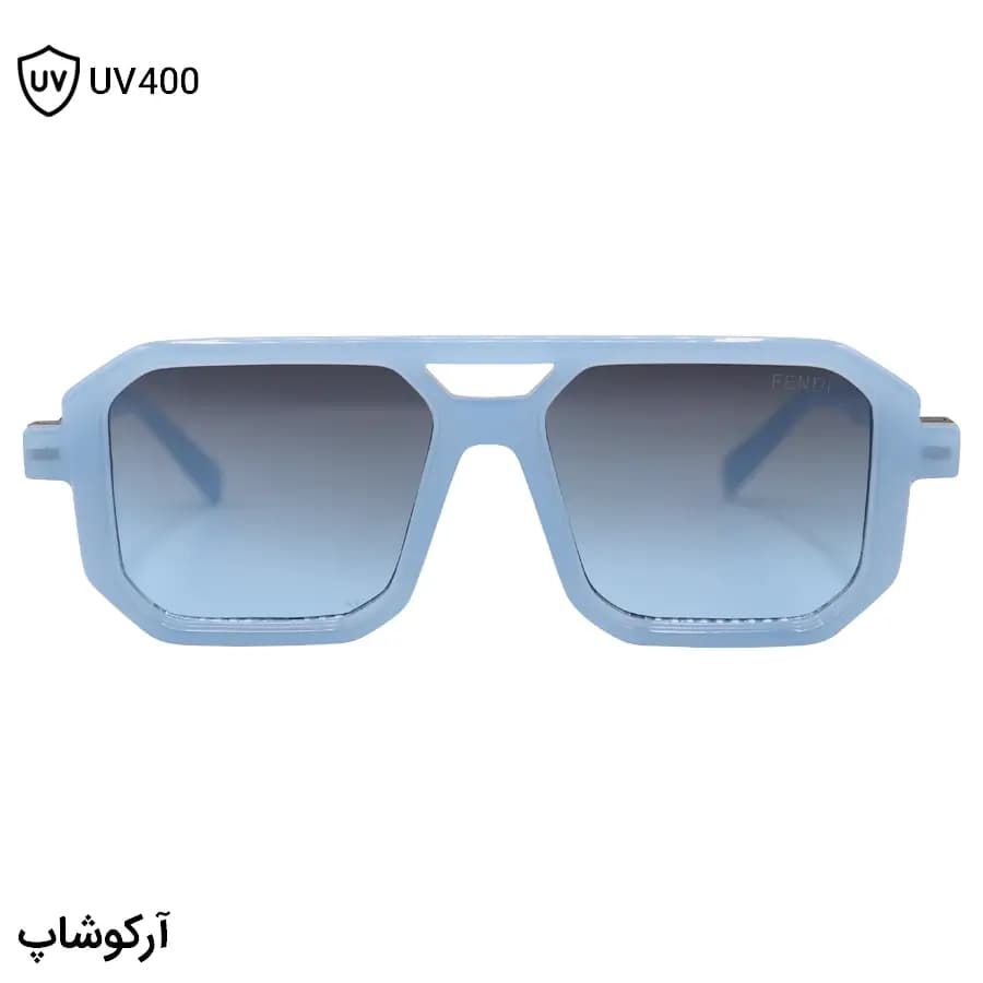 عینک آفتابی Fendi با فریم مشکی براق، شکل مربعی، دو پل بینی و لنز دودی تیره مدل M6125 — تصویر ۱۰