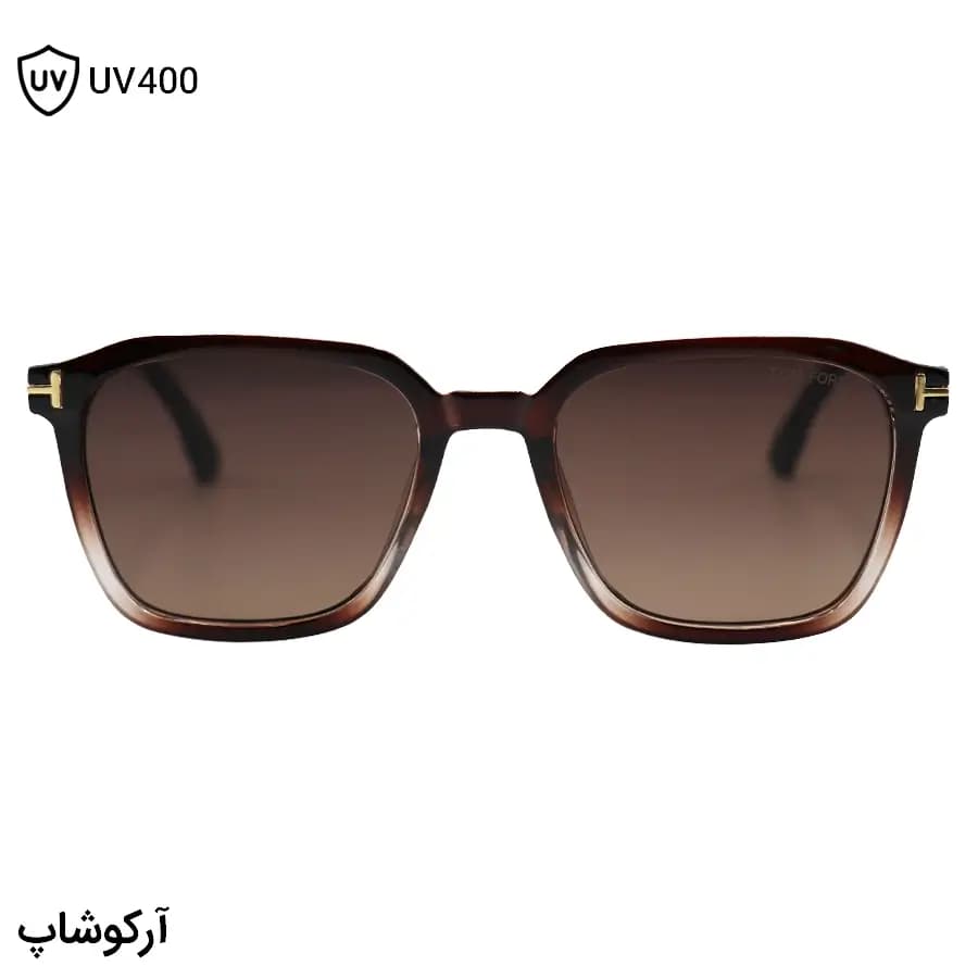 عینک آفتابی Tom Ford با فریم رنگ قهوه‌ای براق، مربعی شکل و لنز قهوه‌ای سایه روشن مدل 2809 — تصویر ۳