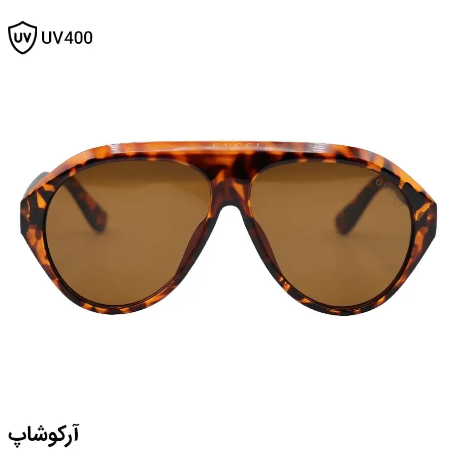 عینک آفتابی ترند GUCCI با فریم شکل خلبانی، رنگ هاوانا (پلنگی) و لنز قهوه‌ای تیره مدل ZN3607 — تصویر ۳