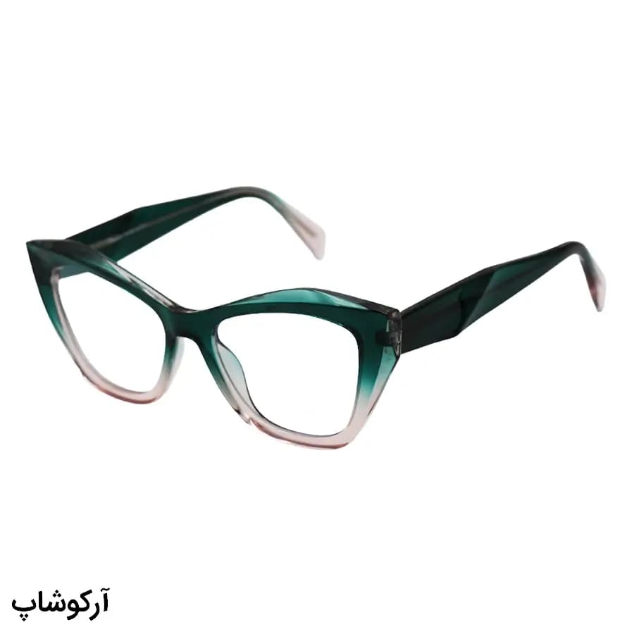 فریم عینک طبی زنانه Chopard با فریم چشم گربه‌ای، رنگ سبز براق، دسته سیم‌دار و لولا فنری مدل 2197 — تصویر ۴