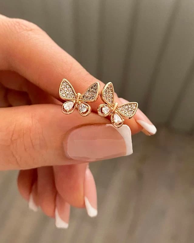 گوشواره میخی پروانه نگیندار ژوپینگ