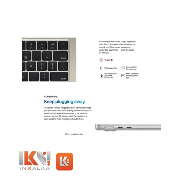 لپ تاپ استوک اپل مدل MACBOOK AIR 2024 سایز 15.6 اینچی پردازنده M3 رم 8GB گیگابایت هارد 256GB گیگابایت SSD گرید A+++ — تصویر ۹