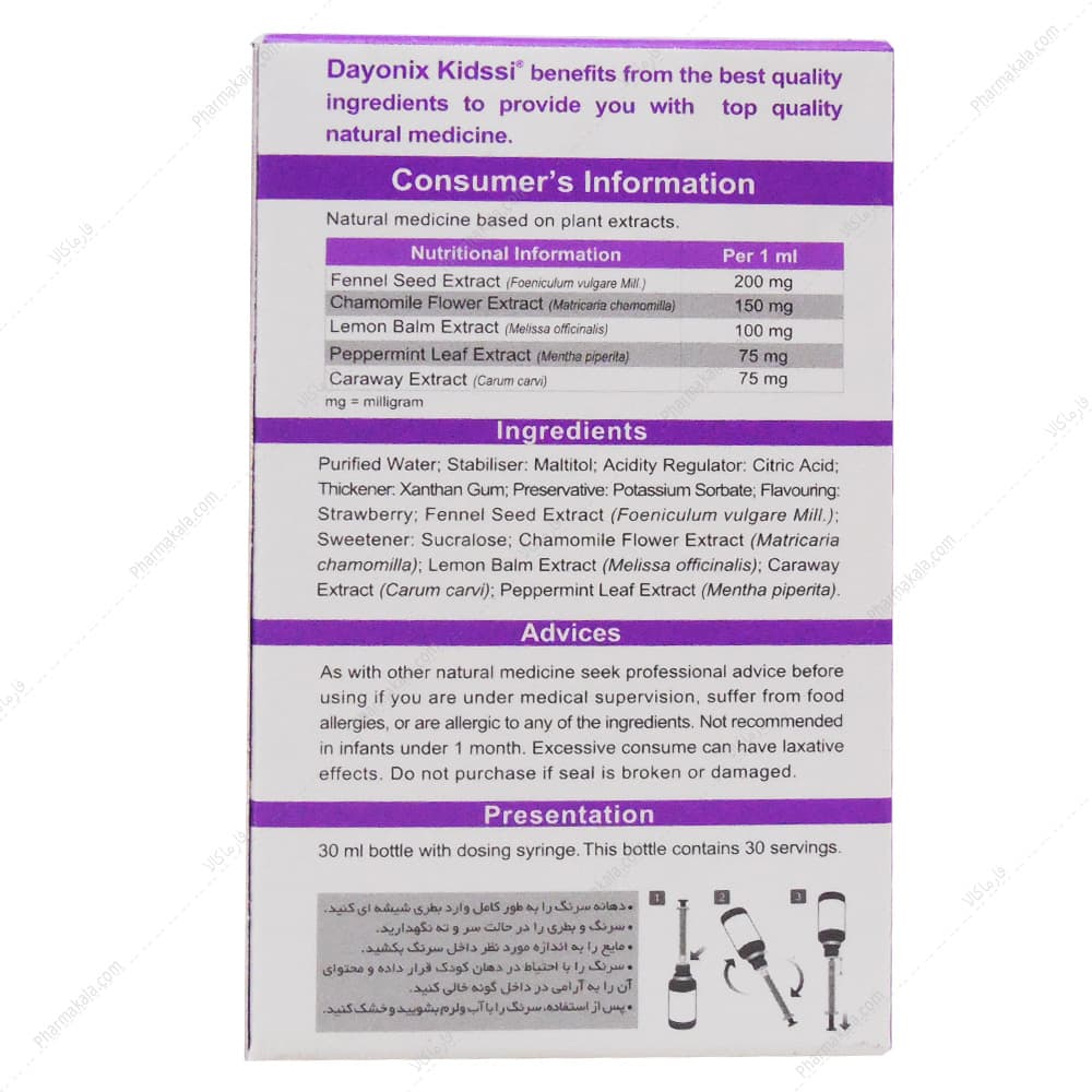 قطره کیدزی کولیک دایونیکس فارما 30ml — تصویر ۲