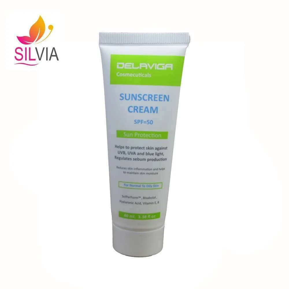 کرم ضد آفتاب با SPF50 مناسب پوست های معمولی تا چرب دلاویگا 40 میل — تصویر ۲