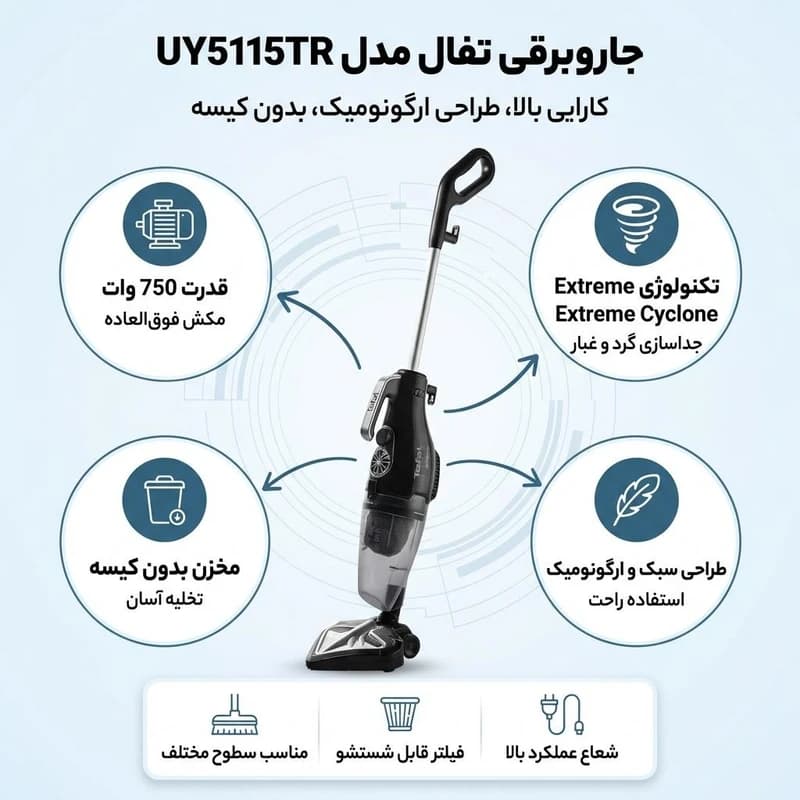 جارو پرتابل ایستاده تفال مدل UY5115 — تصویر ۳