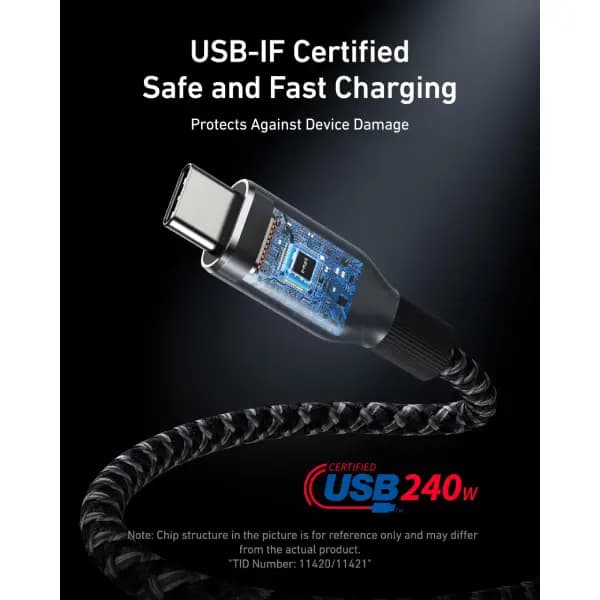 کابل 240 وات 1.8 متر USB-C به USB-C انکر مدل Anker Prime Upcycled-Braided A88E2 — تصویر ۳