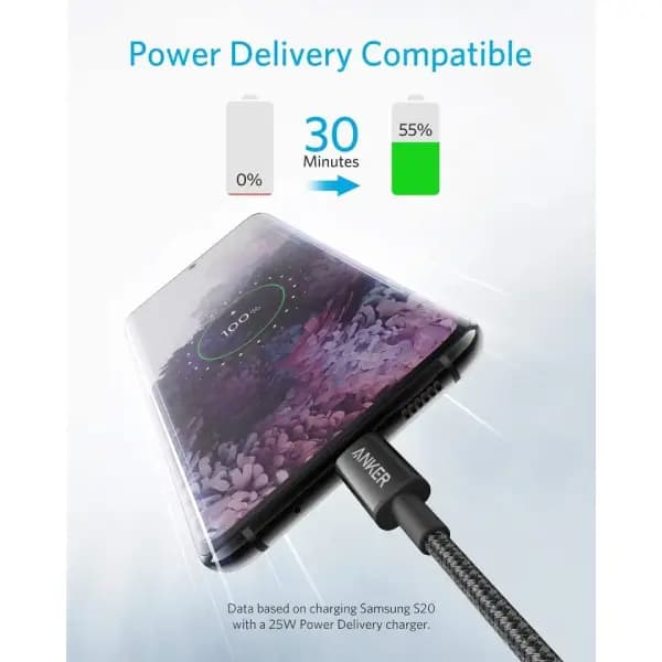 کابل 60 وات 1.8 متر USB-C به USB-C انکر مدل Anker New Nylon A8753 — تصویر ۵