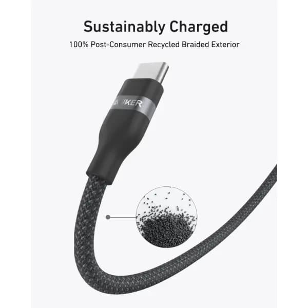 کابل 240 وات 180 سانتی متر USB-C به USB-C انکر مدل Anker Cable Upcycled-Braided A82E2 — تصویر ۸
