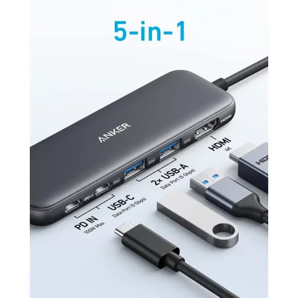 هاب 5 در 1 انکر مدل Anker 332 USB-C Hub 5-in-1 A8355 — تصویر ۲