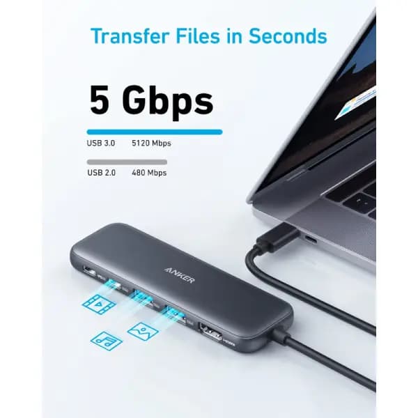 هاب 5 در 1 انکر مدل Anker 332 USB-C Hub 5-in-1 A8355 — تصویر ۴
