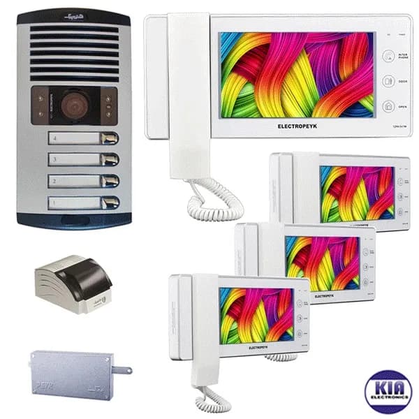 پکیج آیفون تصویری چهار واحدی 1294 سفید الکتروپیک
