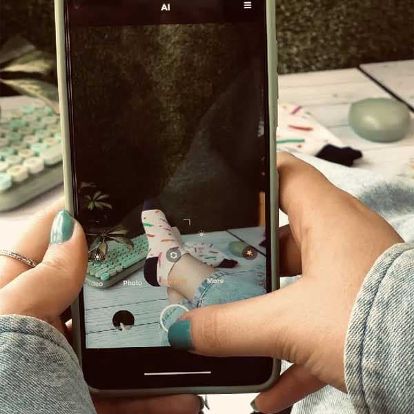 جوراب مچی نخی زنانه طرح مداد رنگی کد PH671 — تصویر ۵