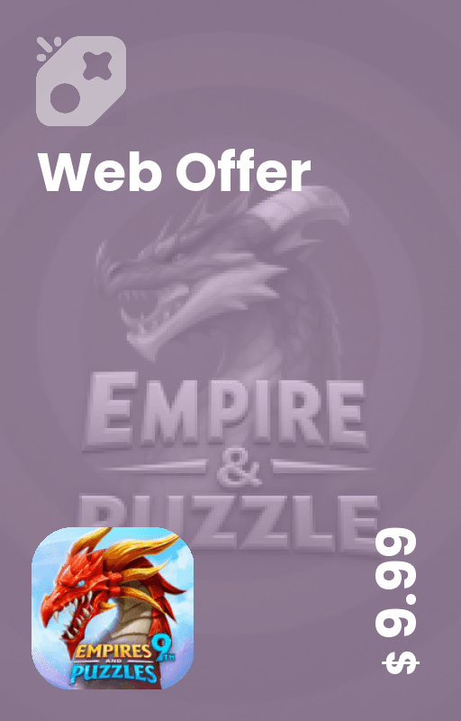 افر 10 دلاری وبسایت Empires & puzzles