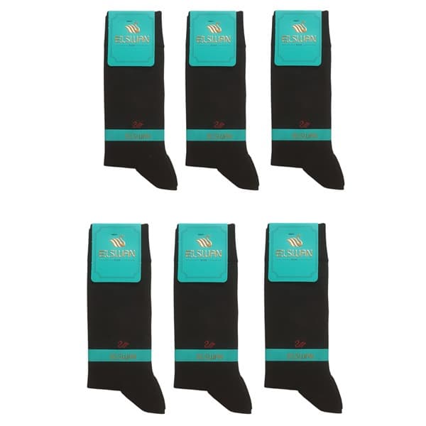 پک جوراب مردانه 6 تایی نخی مشکی مردانه ساق دار اعلا کد PH305