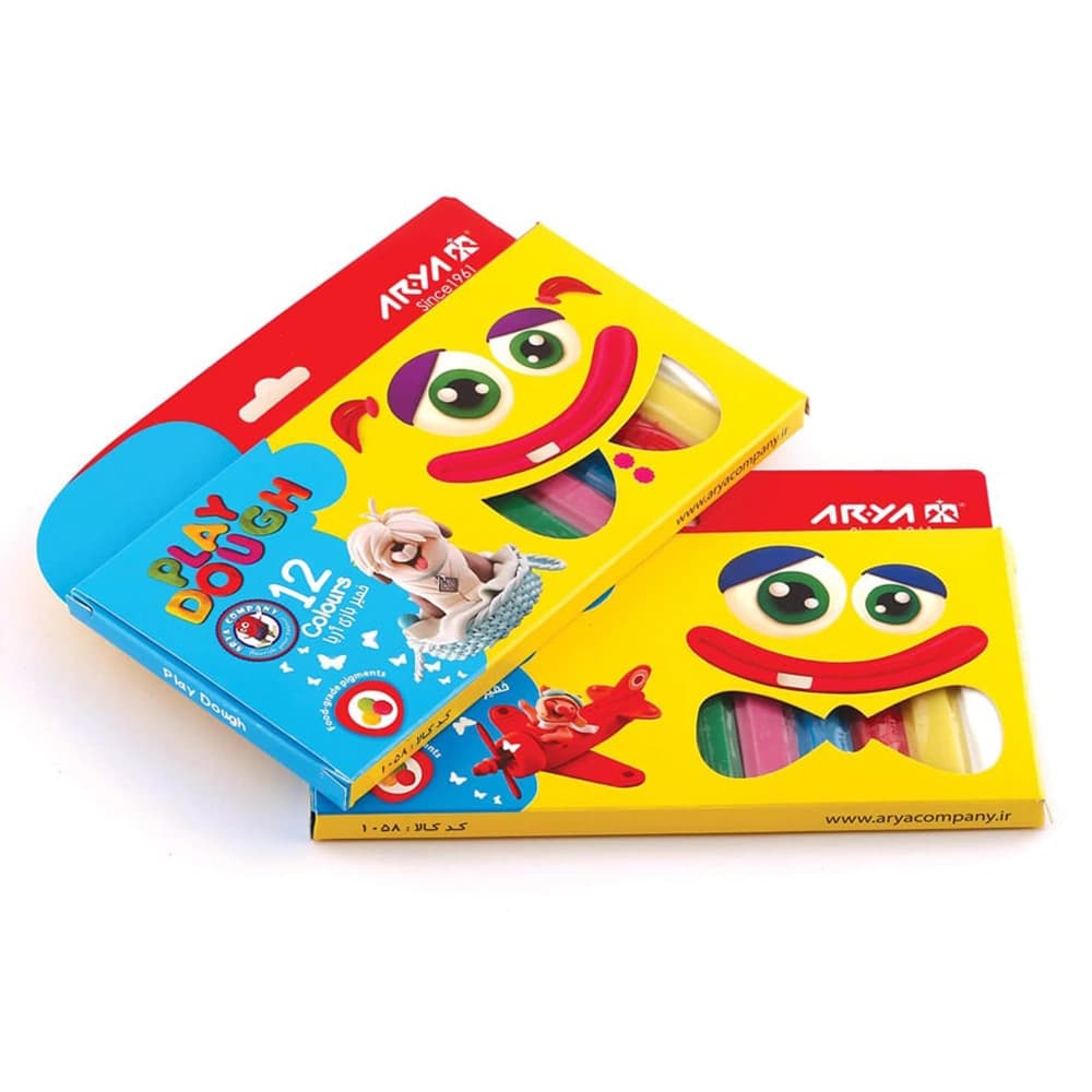 خمیربازی 12 رنگ جعبه مقوایی آریا کد 1058