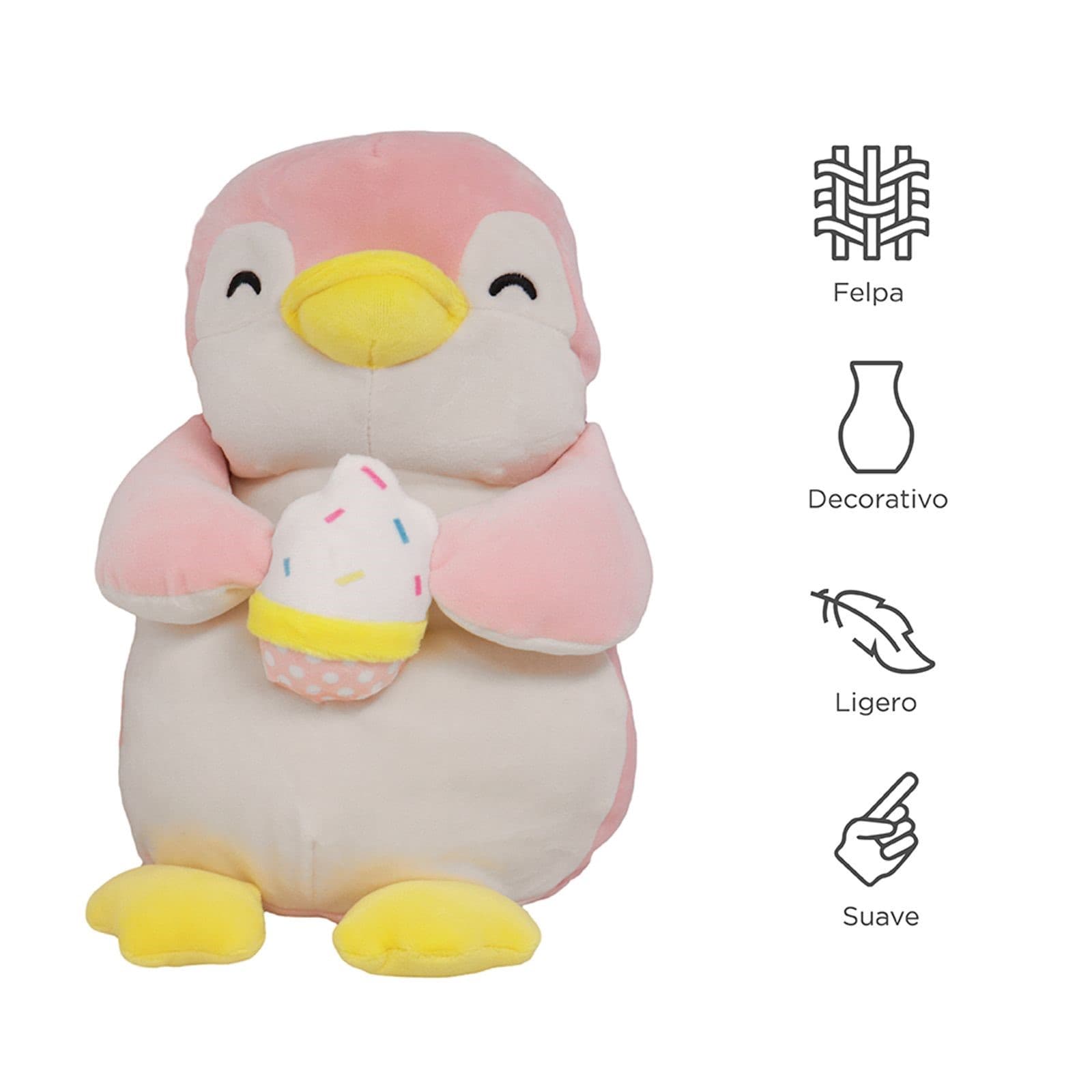عروسک مینیسو، طرح میلک پنگوئن کیک ، Miniso Plush Toy Penguin، صورتی، 30 سانتی متر — تصویر ۳