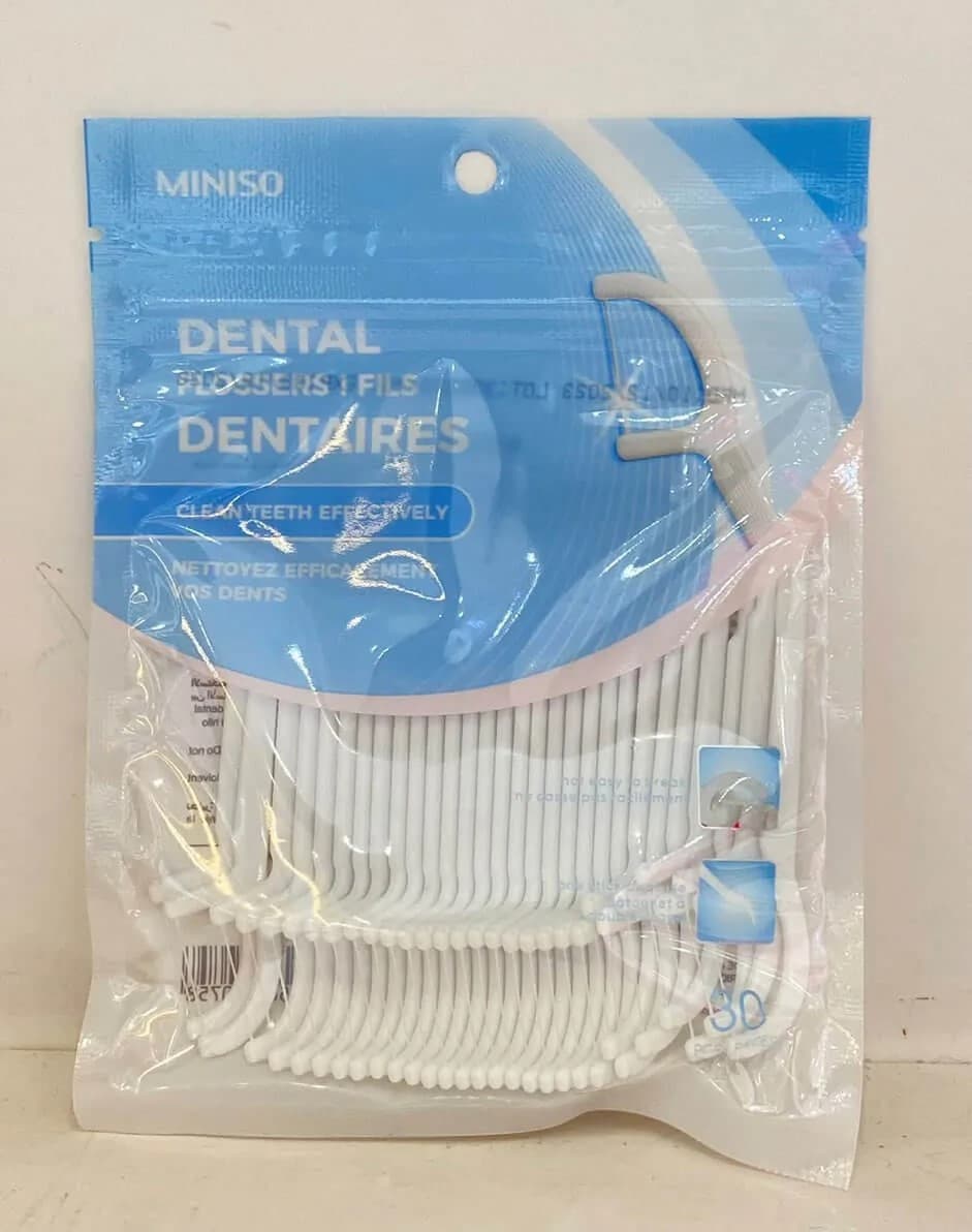 نخ دندان کمانی مینیسو، مدل miniso Portable Smooth Dental Flossers، سفید/ 30 عددی