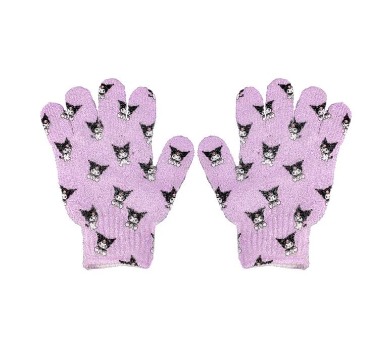 لیف دستکش حمام لایه بردار مینیسو، مدل Miniso kuromi Interesting Adventure Exfoliating Bath Gloves، طرح کرومی/ بنفش، 2 عددی