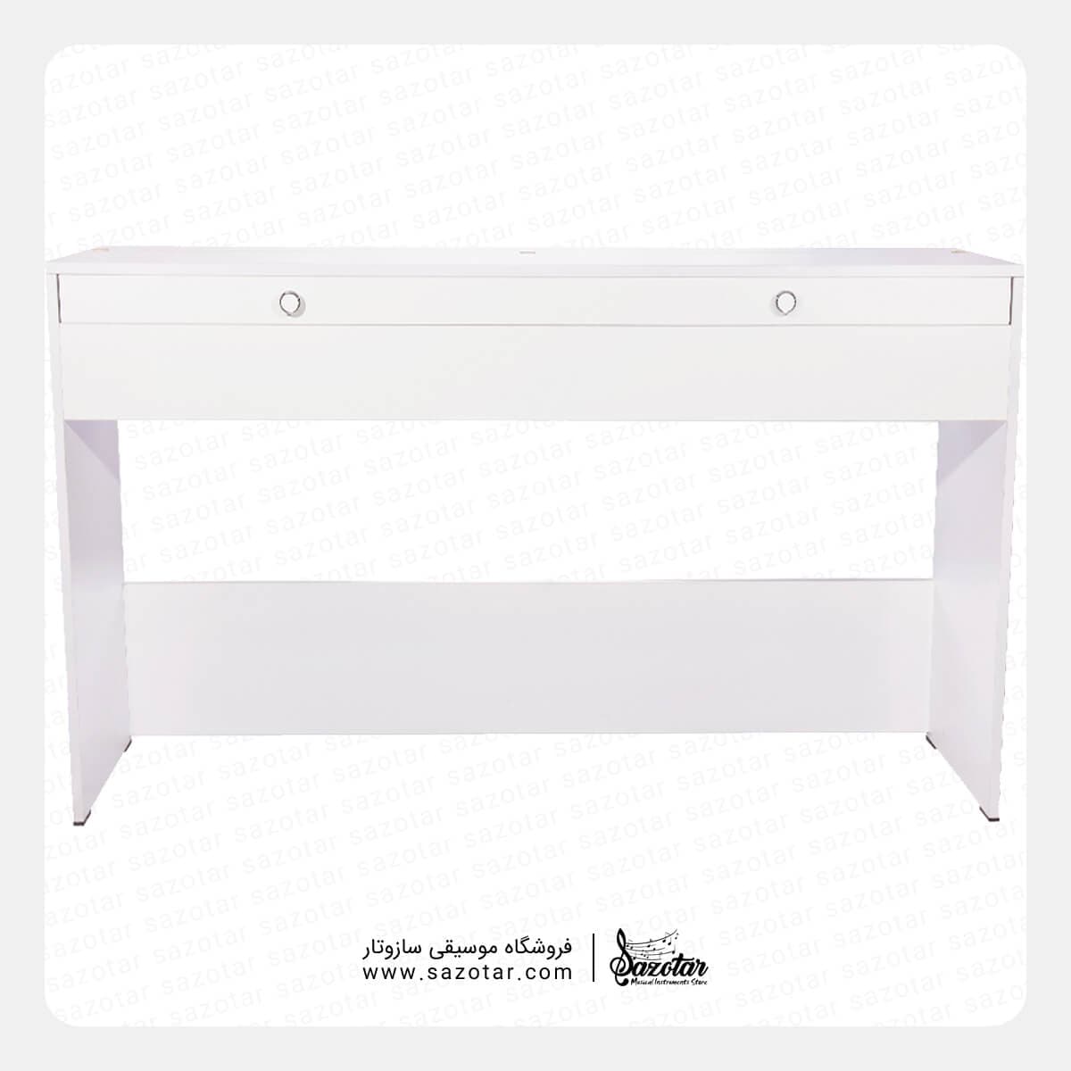 پیانو دیجیتال یاماها P-125 سفید با میز سری فلت سفید — تصویر ۳