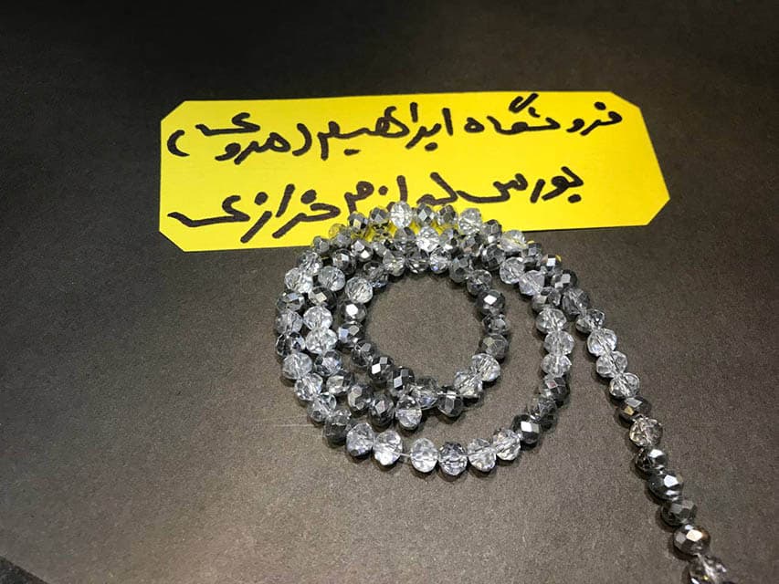 کریستال بندی سایز ۶ نقره ای دو رنگ
