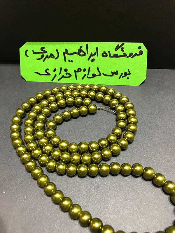 مروارید سنگی سایز ۸ سبز زیتونی