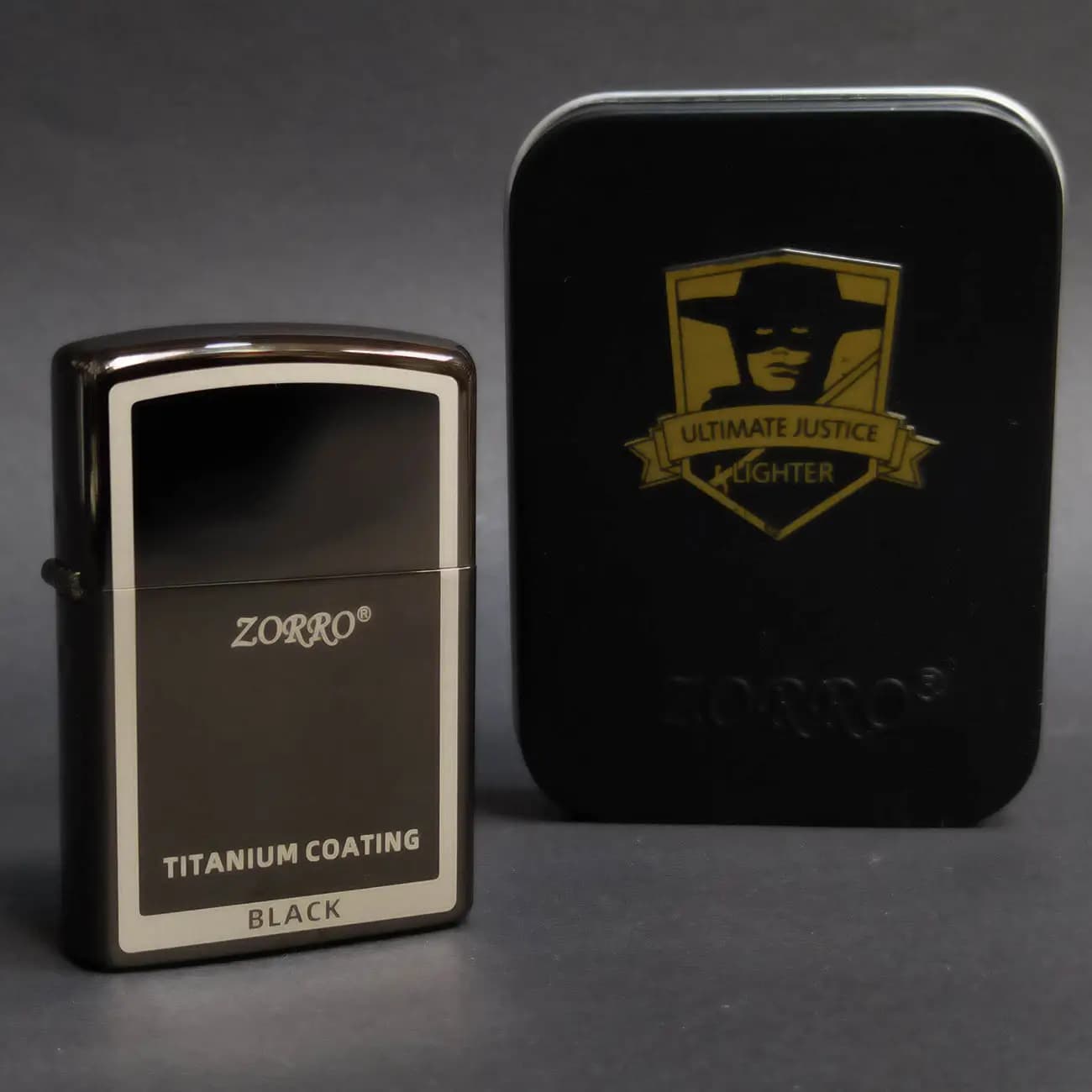 فندک بنزینی زورو ZORRO مدل Titanium Coating Black | بدنه فلزی مشکی با روکش تیتانیوم