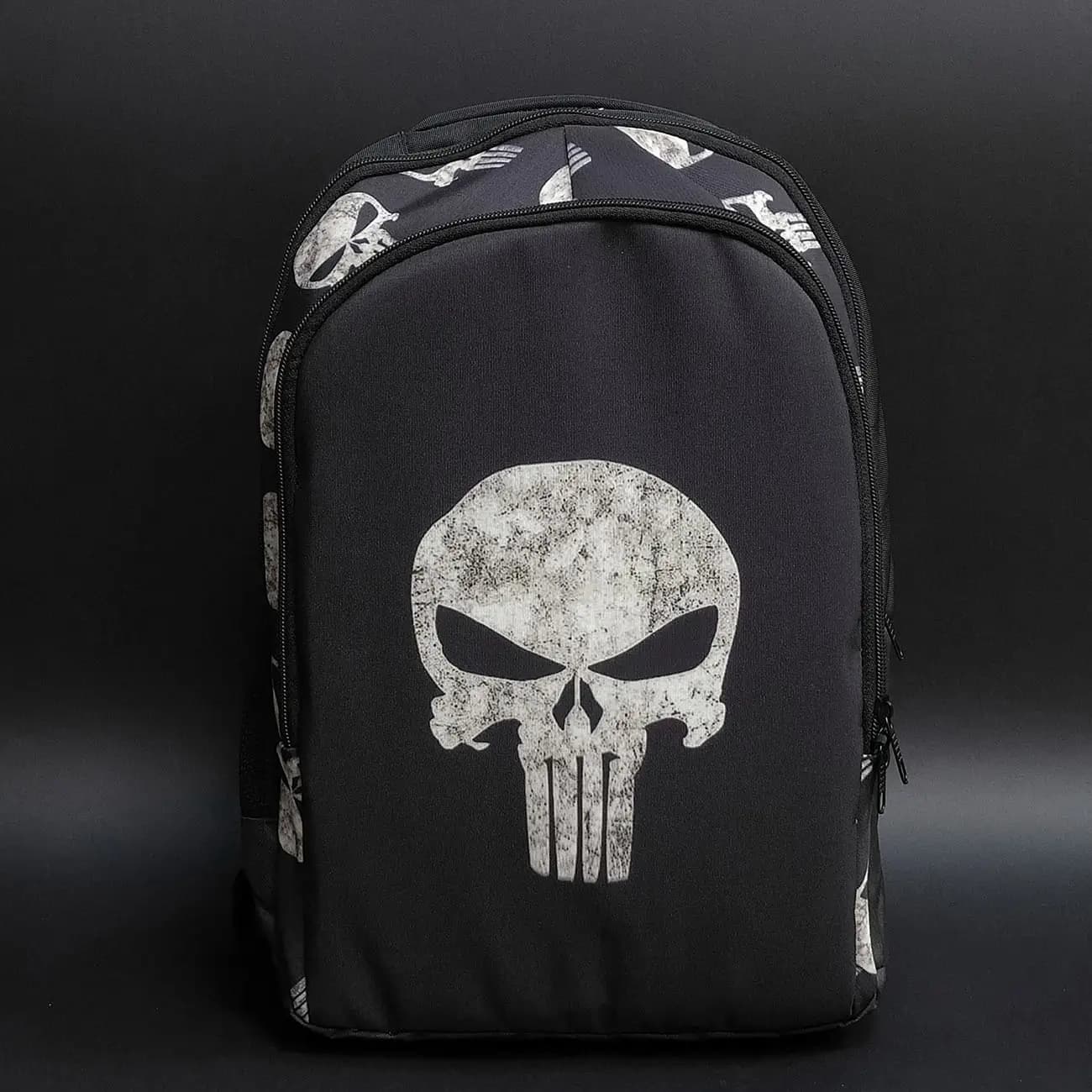 کوله پشتی برزنتی طرح پانیشر Punisher | مدل اسپرت خفن با فضای لپ‌تاپ، ضربه‌گیر و عرق‌گیر حرفه‌ای