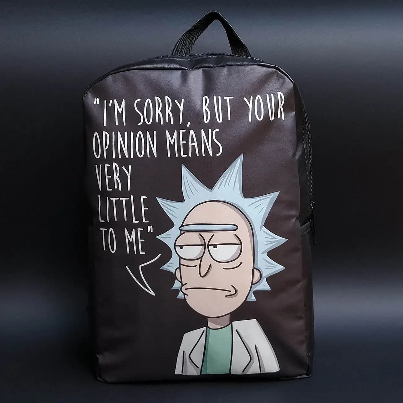 کوله پشتی چرم فانتزی طرح Rick And Morty | مدل کارتونی اسپرت با فضای لپ‌تاپ و طراحی خاص روزمره