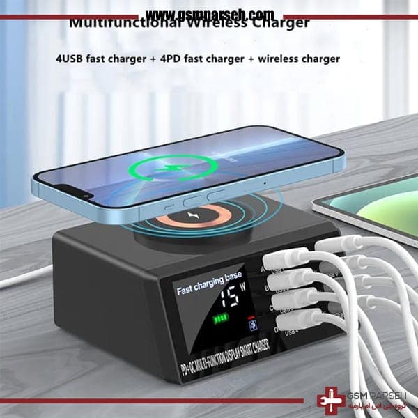 مولتی شارژر 8 پورت وایرلس دار مدلWLX-X9M — تصویر ۴
