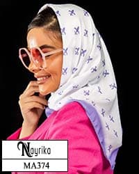 مینی اسکارف سفید برند GIVANCHI با حاشیه بنفش کد MA374