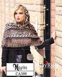 روسری نخی قهوه ای سایز ۱۴۰ پلنگی با حاشیه FENDI و پلنگی کد CA399