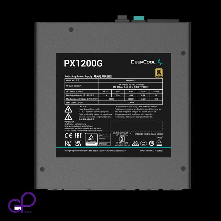 پاور کیس دیپکول PX1200G (ATX3.0) Black با توان 1200 وات — تصویر ۳
