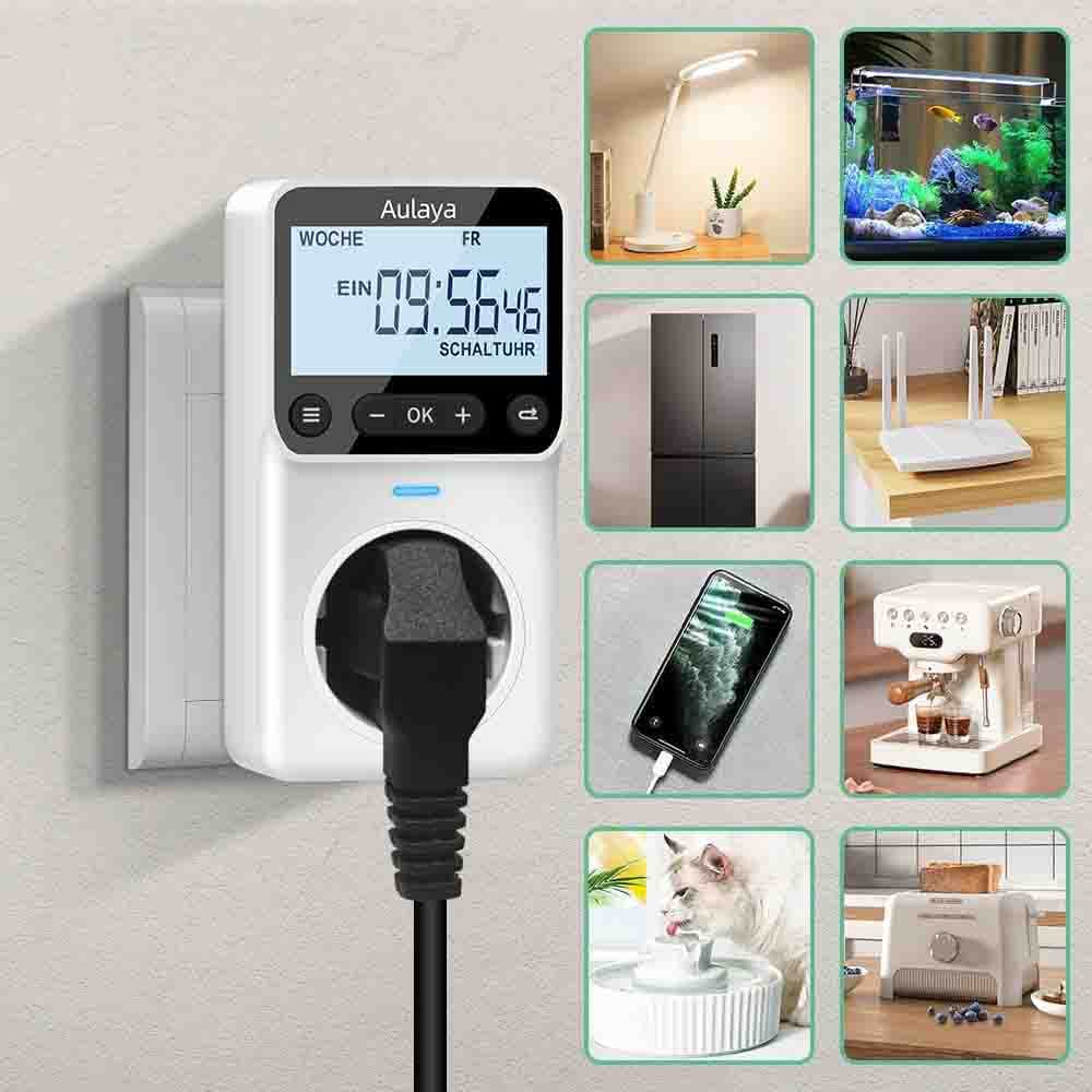 پک دو عددی پریز تایمر دار دیجیتالی برند Aulaya R100 — تصویر ۶