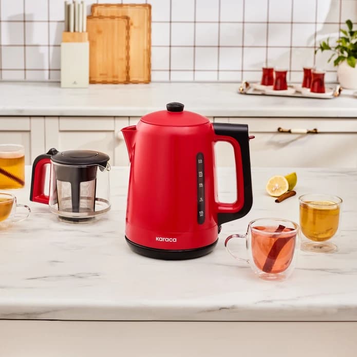 چاییساز برقی کاراجا مدل Mega Tea 1501 رنگ قرمز — تصویر ۳