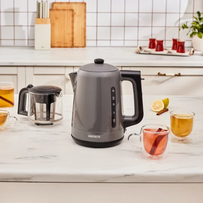 چاییساز برقی کاراجا مدل Mega Tea 1501 رنگ طوسی — تصویر ۳