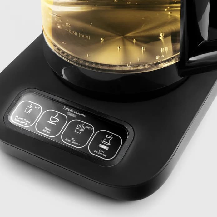 چاییساز برقی کاراجا مدل رباتیک Robotea pro دسته مشکی شیشه طلایی — تصویر ۷