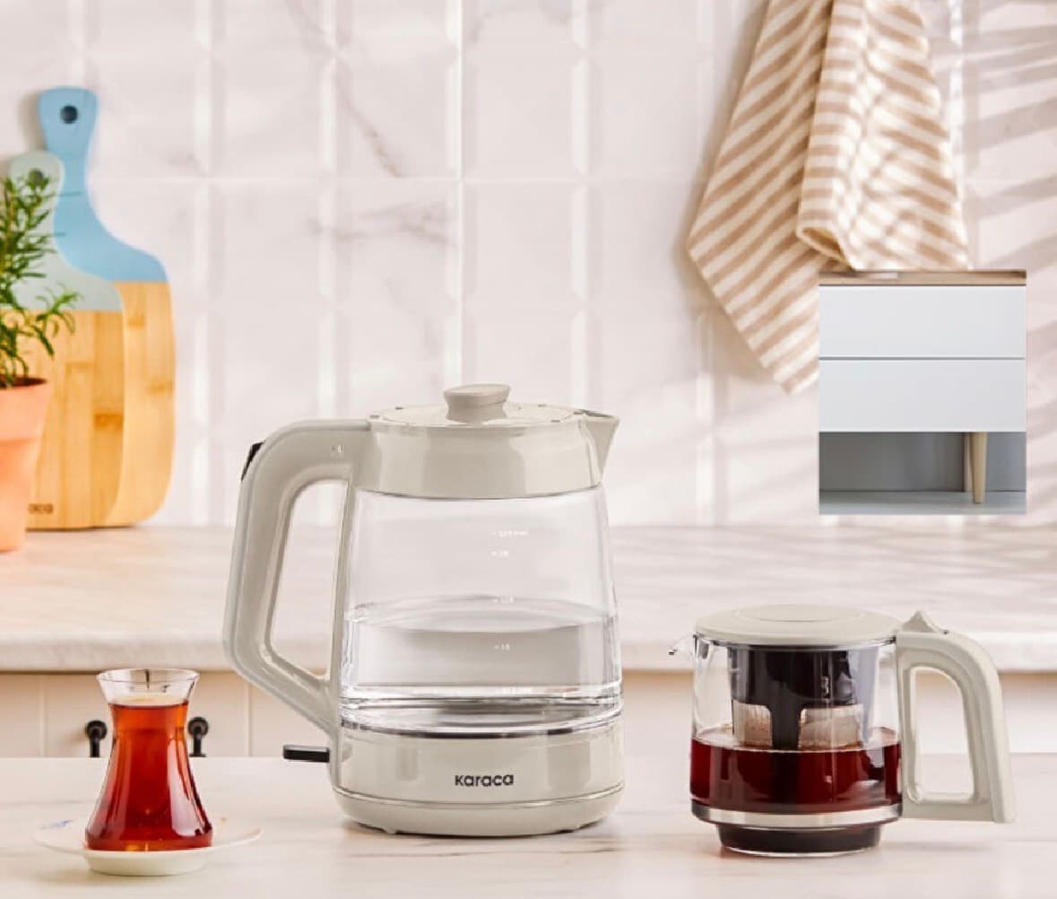 چاییساز برقی کاراجا مدل Glass Tea XL کرم — تصویر ۴