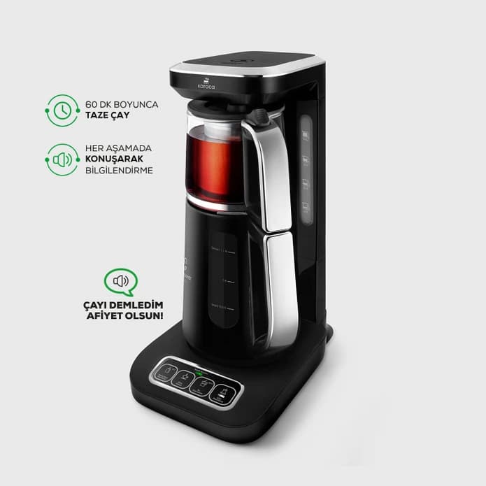 چاییساز برقی کاراجا مدل رباتیک Çaysever Robotea Pro کروم — تصویر ۲