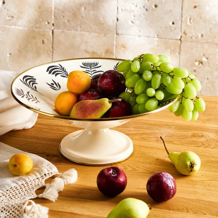 میوه خوری امسان مدل Artisan لعابی سفید طرح دار