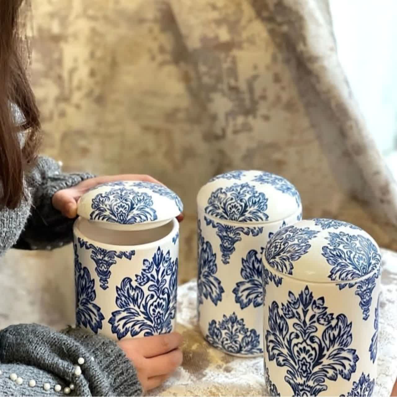 ست بانکه سرامیکی شاه صنم (گل آبی)