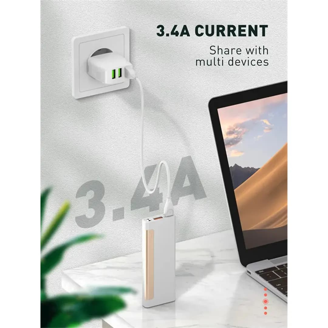 شارژر دیواری الدینیو مدل LDNIO A3312 به همراه کابل — تصویر ۴