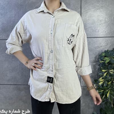 شومیز کتان کرمی گلدوزی شده